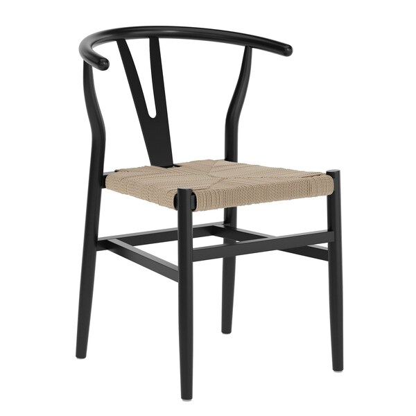 Flash Furniture Logan Commercial Grade Y-Back Style Wood & Kraft Paper Stackable Dining Chair w/Black/Natural Finish ZH-8101YS-BLK-NAT-GG - main